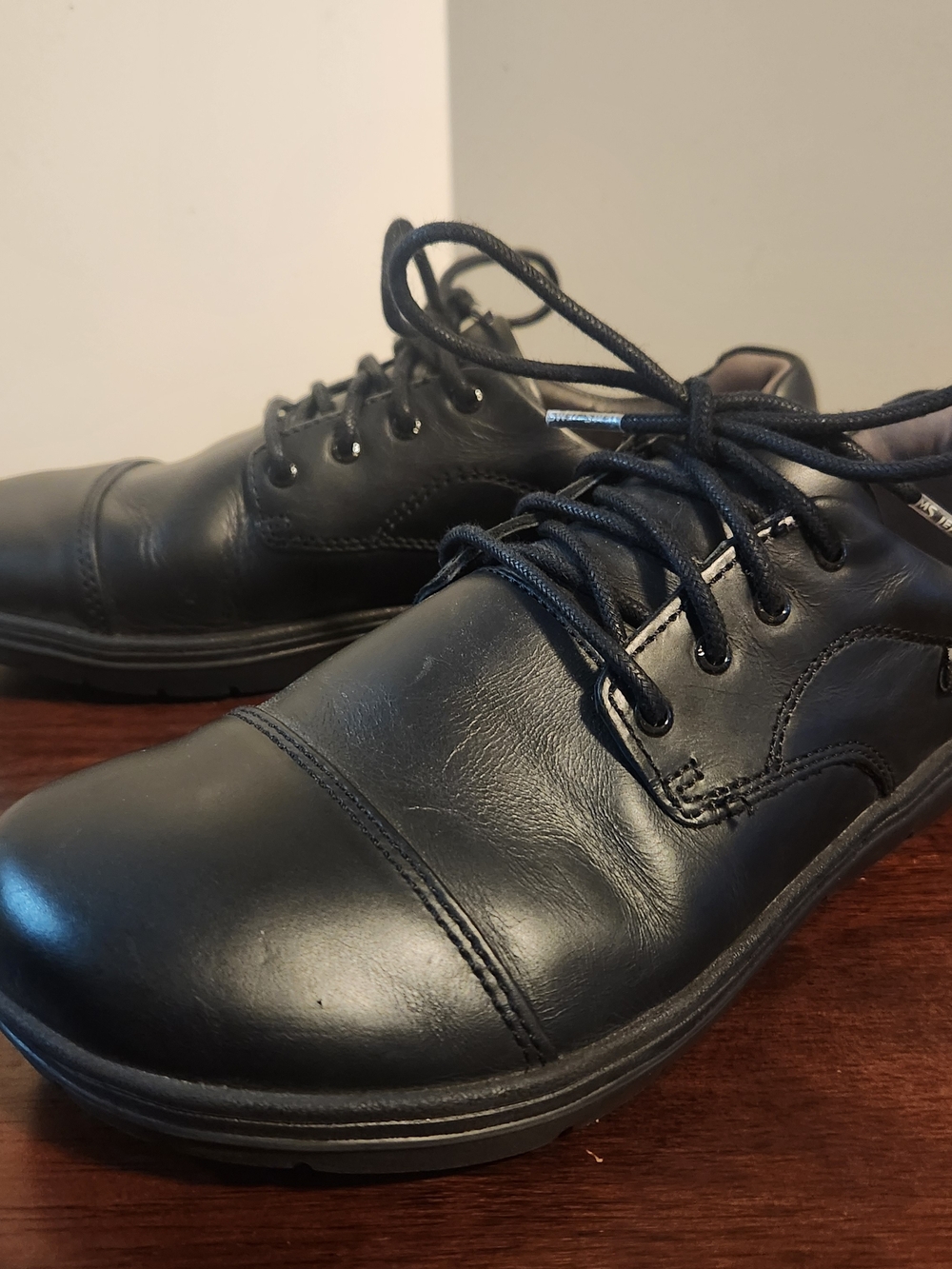 Lems Nine2Five Cap Toe Sneakers Black Leather Shoes Mens 7.5 Women's 9